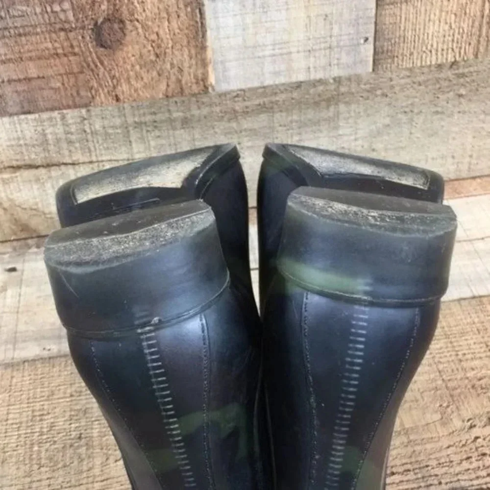 J. Crew Black Green Swirl Rubber Chelsea Boots Womens 7 Slip On‎ Ankle Bootie
